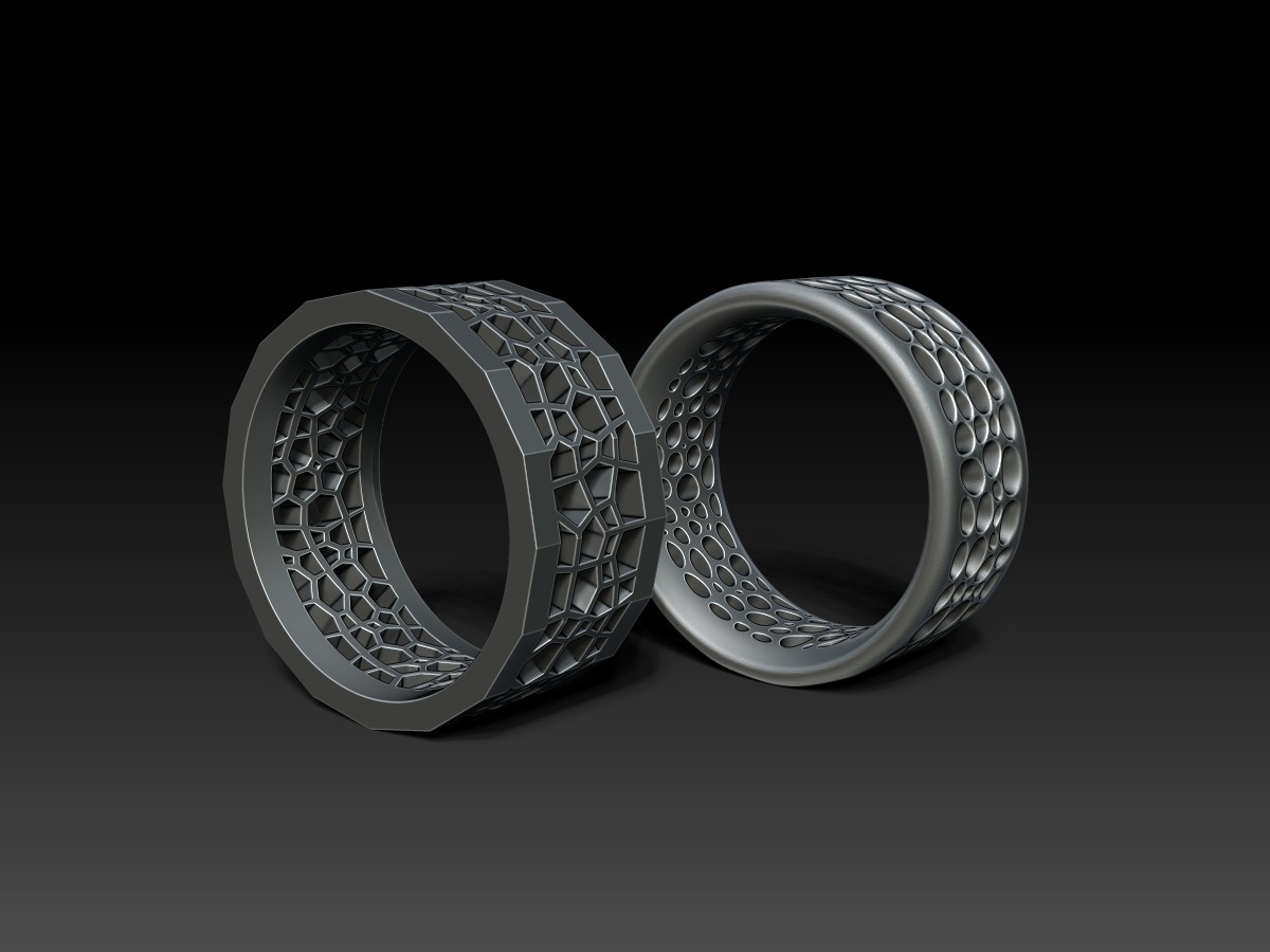 Wireframe Style Rings. Jewelry Rendering.